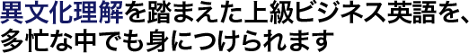 異文化理解を踏まえた上級ビジネス英語を、多忙な中でも身につけられます