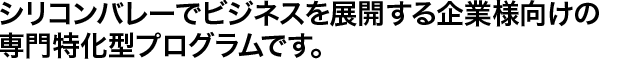 シリコンバレーでビジネス展開する企業様向けの専門特化型プログラムです